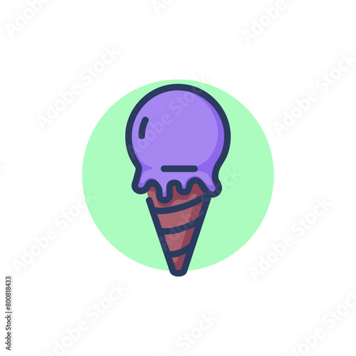 Tasty sundae in cone line icon. Bubble, waffle, vanilla outline sign. Dessert and ice cream concept. Vector illustration for web design and apps