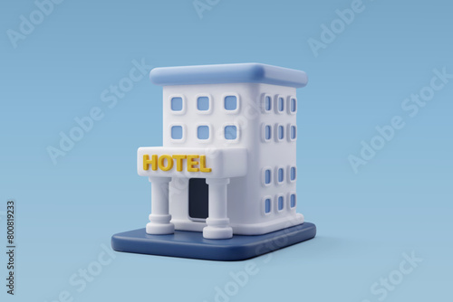 3d Vector Hotel building, Hotel booking and travel destination apartment concept.