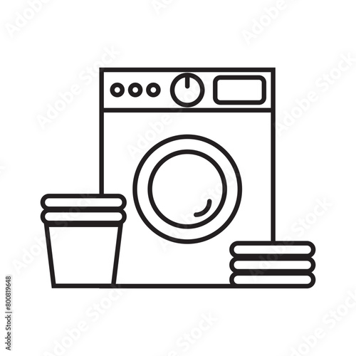 Washing clothes, clothes and washing machine sign