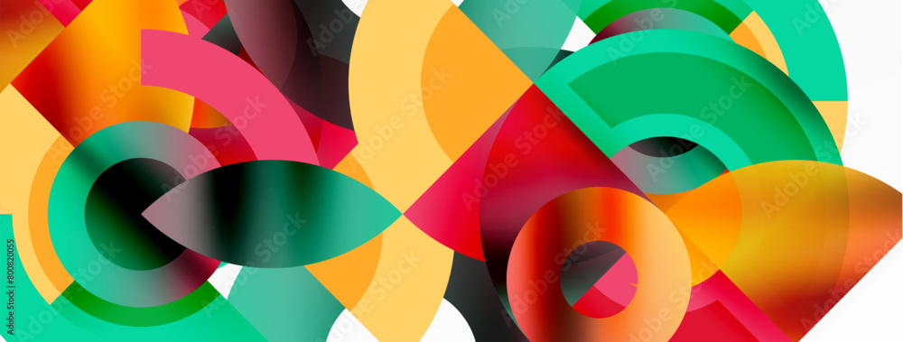 A creative arts pattern with circles and triangles resembling a colorful geometric wheel, showcasing symmetry and tints on a white background A creative arts pattern with circles and triangles resembling a colorful geometric wheel, showcasing symmetry and tints on a white background