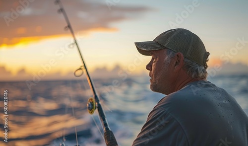 angler on a deep sea fishing expedition