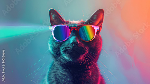 A cat with colorful glasses ,generative ai