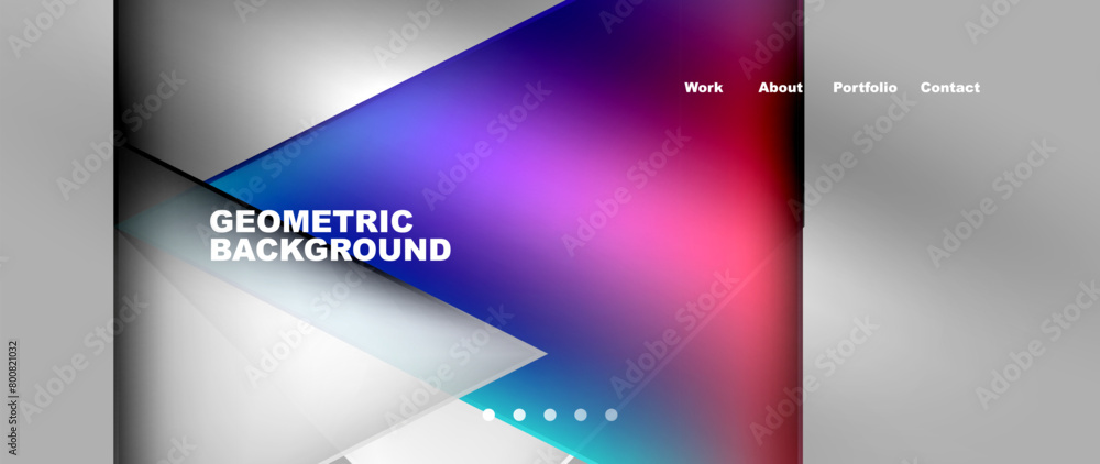 This geometric background features a gradient of colors including purple, violet, electric blue, and magenta. Shapes like rectangles and triangles create a stylish display for any device or gadget