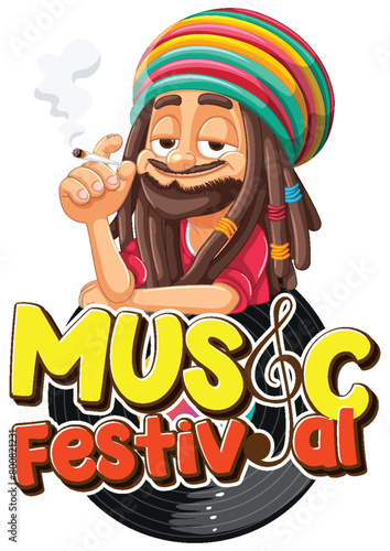 Rastafarian man enjoying music at a festival