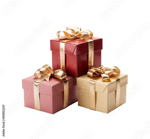 Pile of colorful gift boxes with symbolizing joy and variety in giving isolated on a transparent background. Generative AI