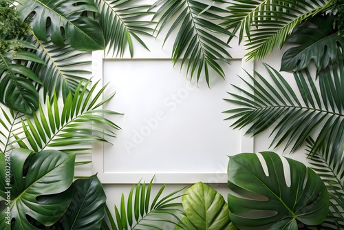 palm leaves with frame with copy space