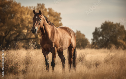 Horse standing on the field