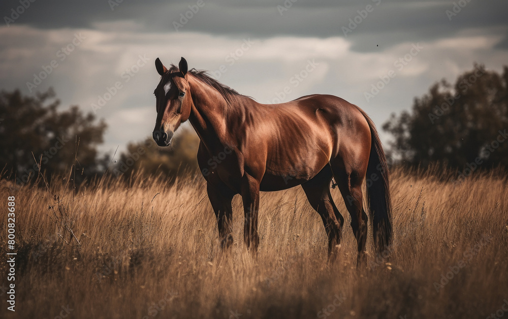 Fototapeta premium Horse standing on the field