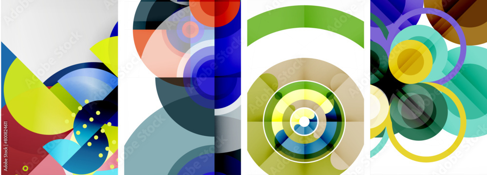 A vibrant collage of colorful circles and triangles in electric blue hues on a white background. This art piece features symmetry and a striking pattern reminiscent of an automotive wheel system A vibrant collage of colorful circles and triangles in electric blue hues on a white background. This art piece features symmetry and a striking pattern reminiscent of an automotive wheel system