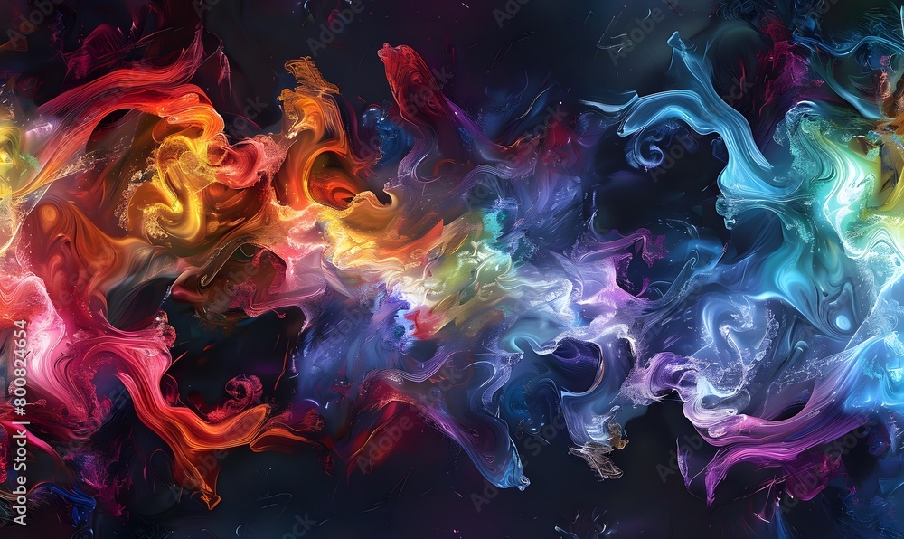 A vibrant colourful abstract digital on a black background A vibrant colourful abstract digital on a black background