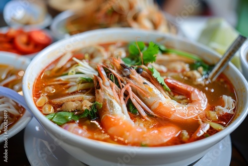 Biggest Bangkok soup called Tom Yam Mama soup photo