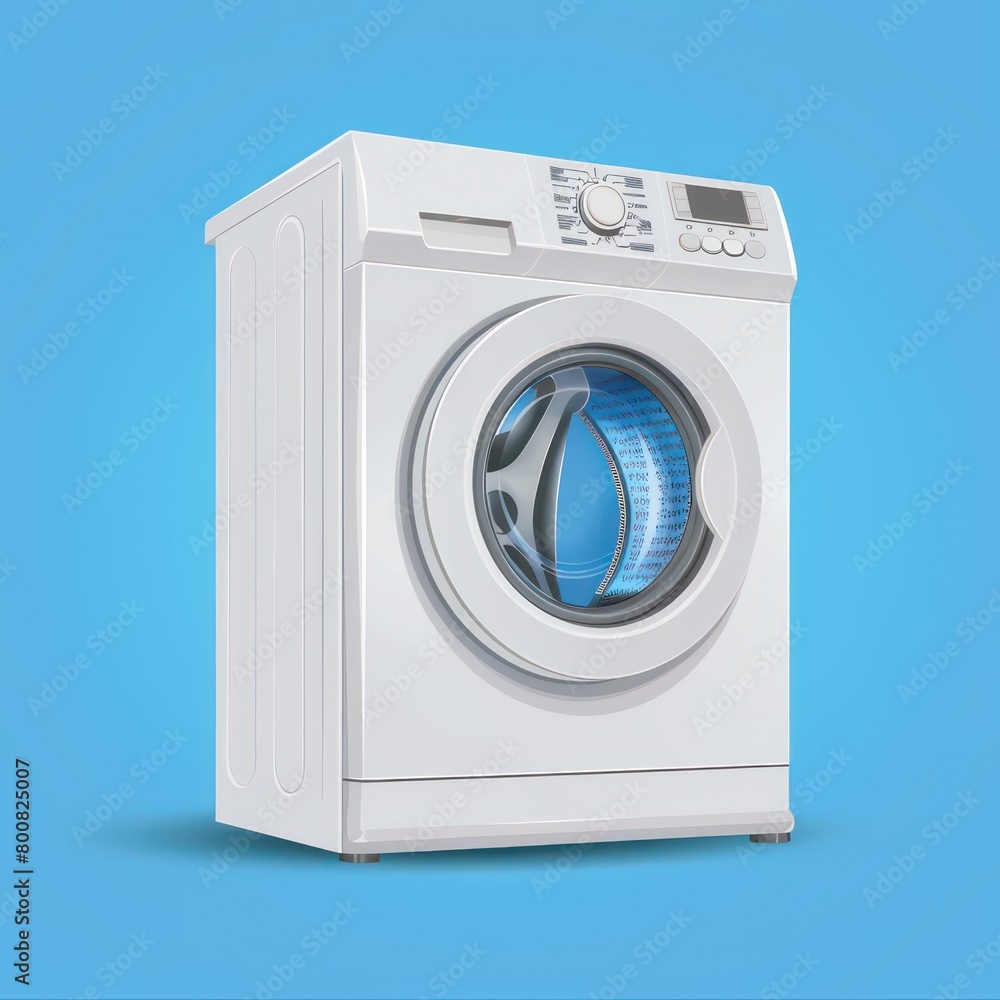 washing machine on a captivating blue background