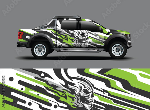 car wrap  decal  vinyl sticker designs concept. auto design geometric stripe skull background for wrap vehicles  race cars  cargo vans  and livery
