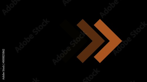 Orange arrows animation. Chevron animation on black background for presentations, directional concepts, business plans, finance reports, website design, and marketing materials. Arrows loop animation photo