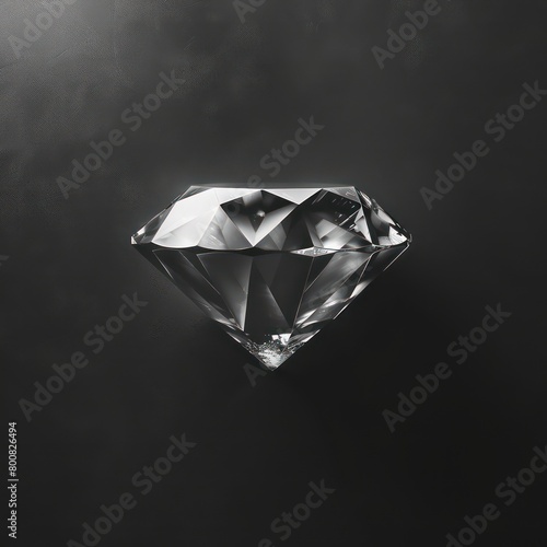 In the stark contrast of black and white  a hyper-realistic diamond glimmers on a midnight canvas  radiating timeless elegance