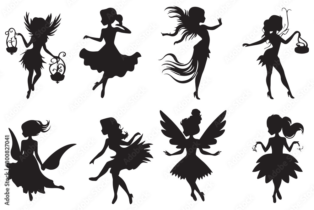 Obraz premium Fairy Silhouette Vector white background