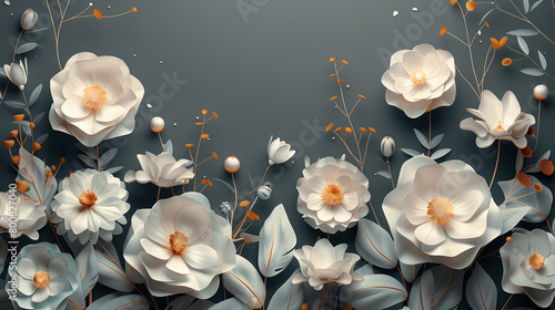 3d illustration visualized flora frame background for art, design and decor