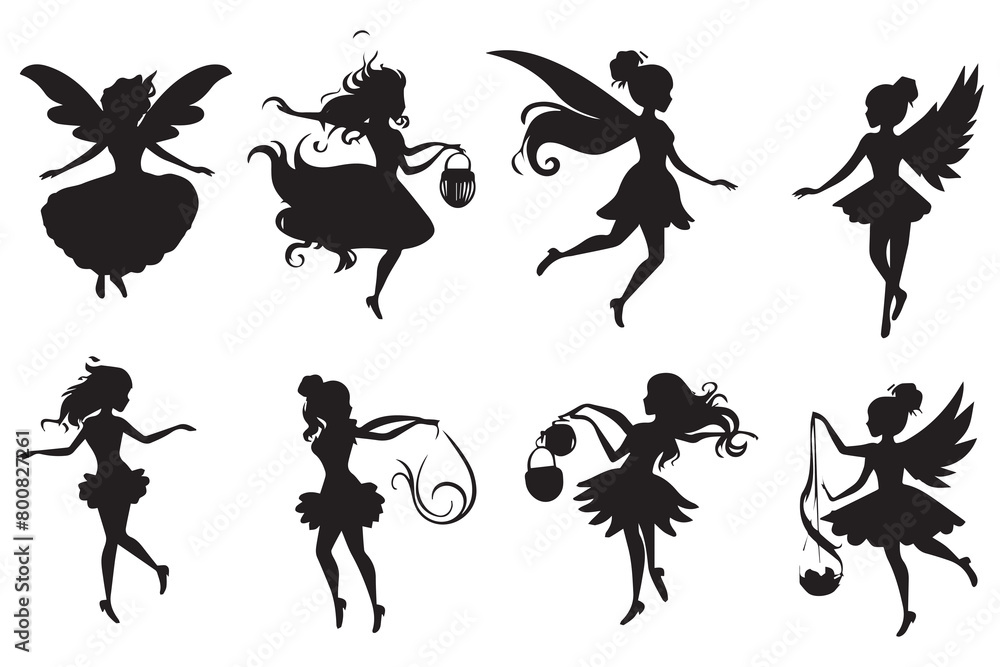 Fairy Silhouette Vector white background Fairy Silhouette Vector white background