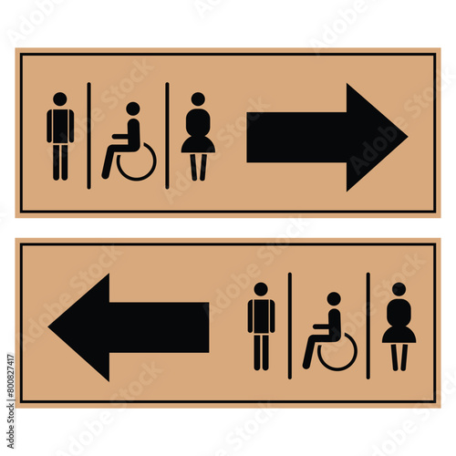 toilet with direction sign ladies and gents disabled restroom signage