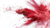  Dynamic movement of red chalk particles exploding and dispersing over a pristine white canvas