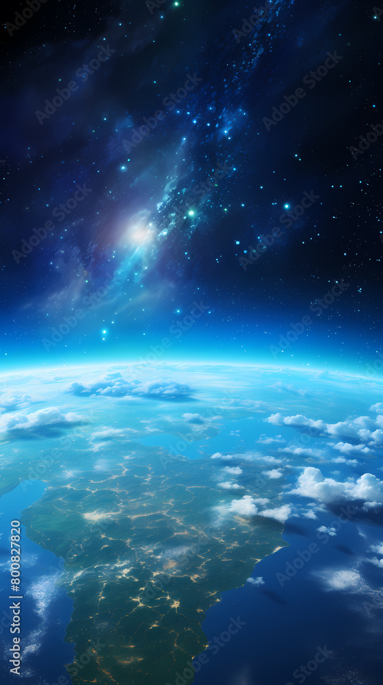 Obraz premium View of Earth from space with stars and galaxies in the background