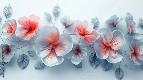 3d illustration visualized flora frame background for art, design and decor on white background. © atthameeni