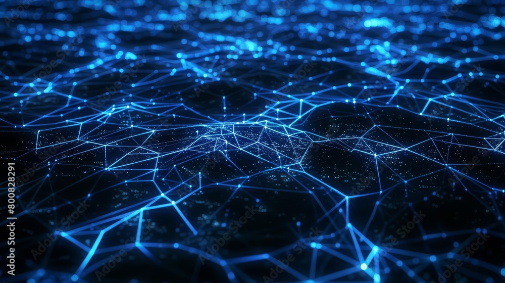Neon blue lines intersect across a dark expanse, creating a digital map of infinite connections, background concept Neon blue lines intersect across a dark expanse, creating a digital map of infinite connections, background concept