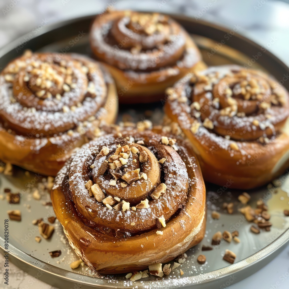 Indulge in fluffy cinnamon rolls, oozing with warm cinnamon swirls and topped with creamy icing, a perfect treat anytime