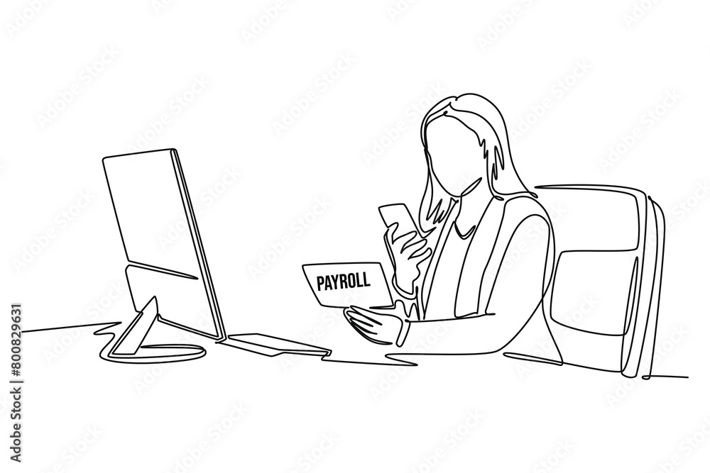 One continuous line drawing of Salary payroll system or employee wages concept. Doodle vector illustration in simple linear style One continuous line drawing of Salary payroll system or employee wages concept. Doodle vector illustration in simple linear style