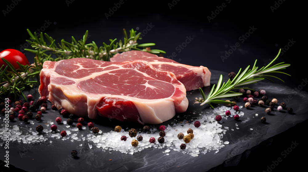 Raw pork chop, food photography