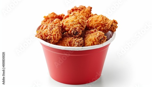 Chicken fried on white background with clipping path