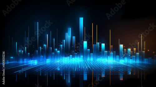 Abstract blue tech background with glowing elements © ma