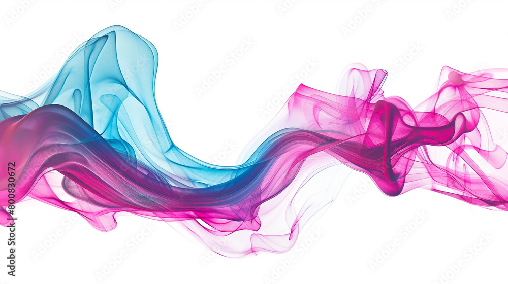 Vivid magenta and cyan gradient waves embodying innovation, isolated on a solid white background.