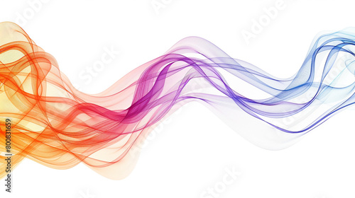 Visualize the rapid advancement of technology with energetic gradient lines in a single wave style isolated on solid white background