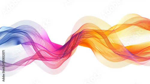 Visualize the potential of space exploration with vibrant gradient lines in a single wave style isolated on solid white background