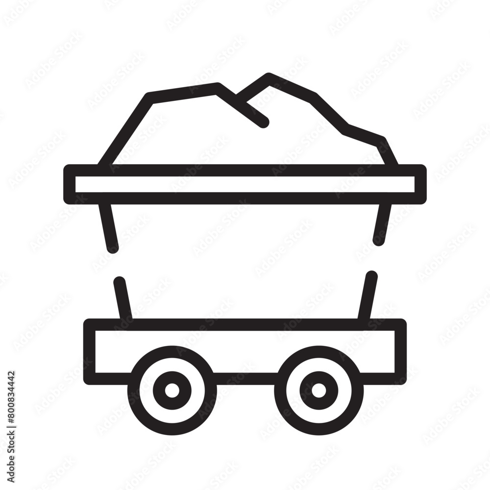 Cart Energy Mine Line Icon Cart Energy Mine Line Icon