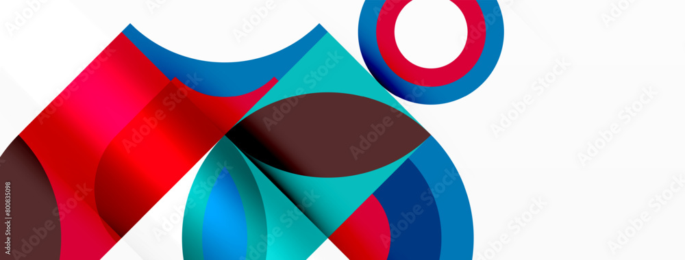 A symmetrical pattern of red, blue, and brown circles with a white circle in the middle on a white background, reminiscent of modern art painting A symmetrical pattern of red, blue, and brown circles with a white circle in the middle on a white background, reminiscent of modern art painting