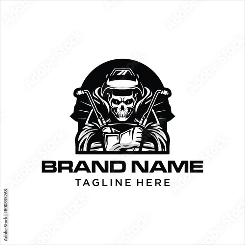 creative Welder skull vector illustration on black background, design inspiration.