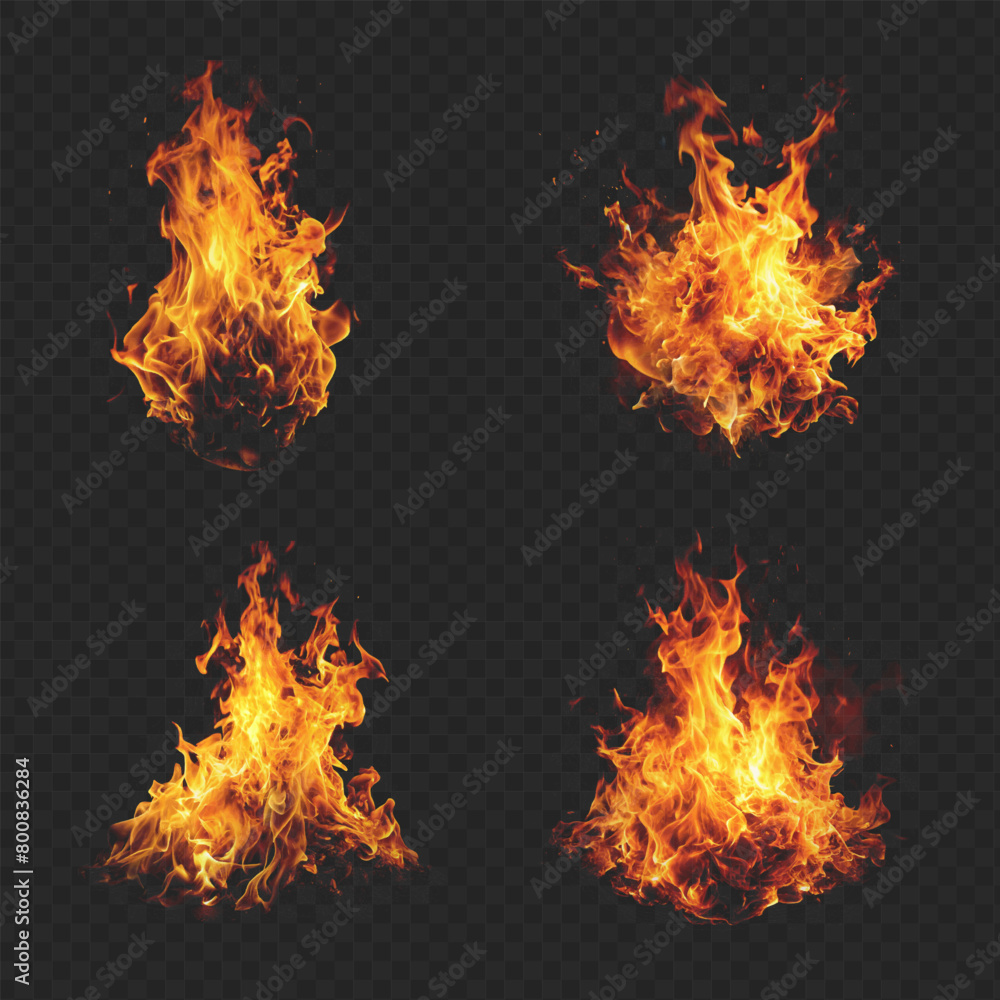 Set fire abstract vector on a transparent background. Abstract vector set: flames & fire. Set fire abstract vector on a transparent background. Abstract vector set: flames & fire.