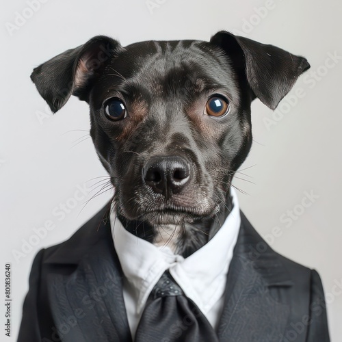 the management consultant it's a dog, exudes professionalism in a sharp suit against a pristine white background in his professional studio photograph © beatriz