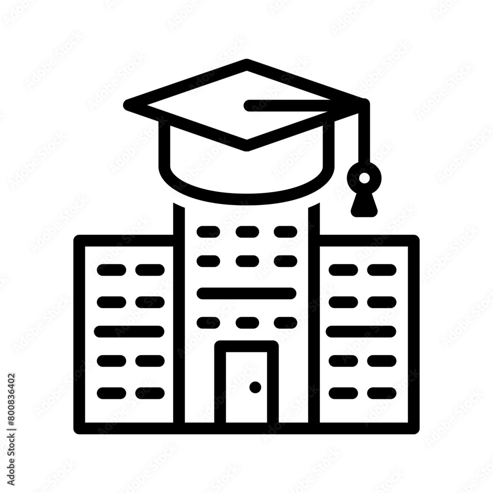 Vector black line icon for Private institution Vector black line icon for Private institution