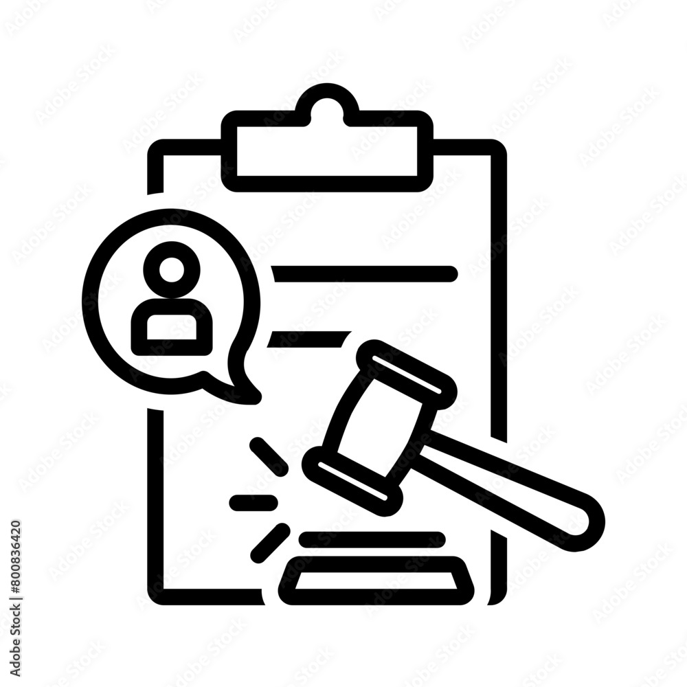 Vector black line icon for Verdict Vector black line icon for Verdict