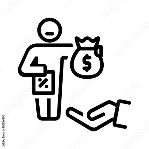 Vector black line icon for Lender