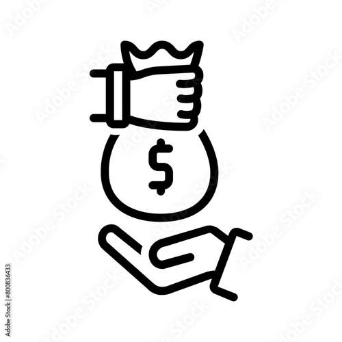 Vector black line icon for Borrower