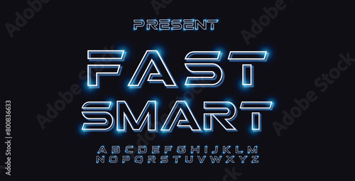Creative Outline Double line monogram alphabet and tech fonts. Lines font regular uppercase and lowercase. Vector illustration.