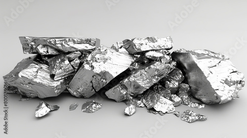   Two piles of silver nuggets on a white table