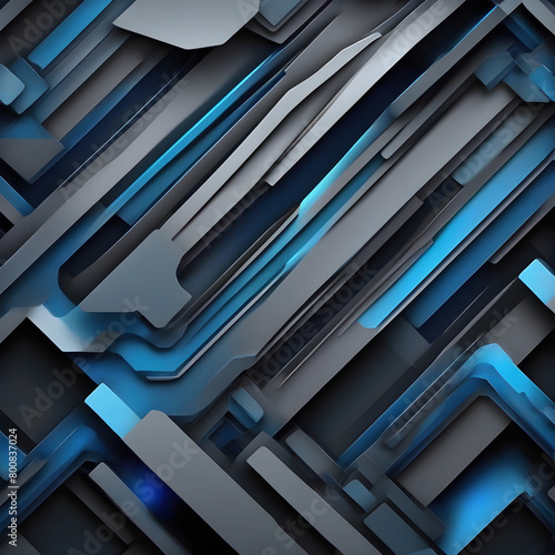 blue and gray techno abstract background different layerson dark space with decoration