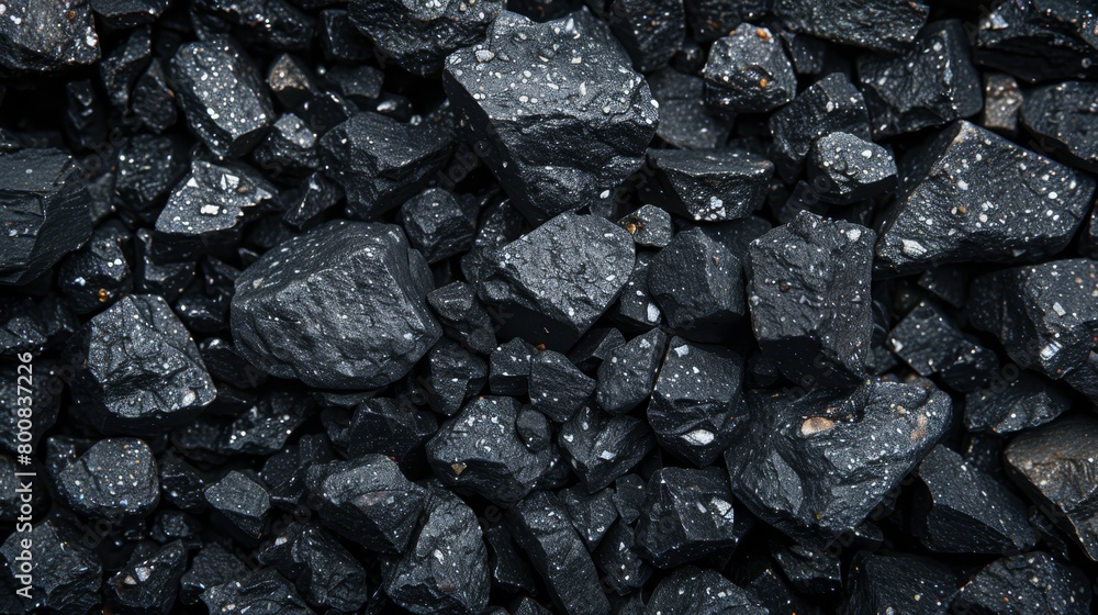 A mound of black rocks adjacent to a dirt mound with ground concealed by dirt A mound of black rocks adjacent to a dirt mound with ground concealed by dirt