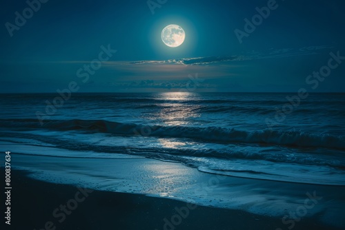 Envision a serene beach at night  where the moonlight dances on the waves and the sound of the ocean lulls you into a state of peaceful  Generative AI