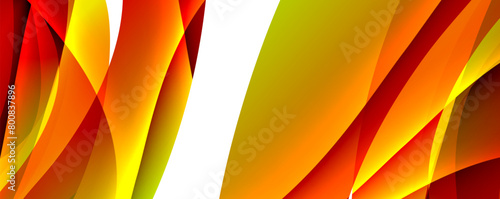 A vibrant abstract background featuring shades of red, yellow, and orange with a white stripe in the middle. Reminiscent of a colorful flowering plant with peach and amber petals